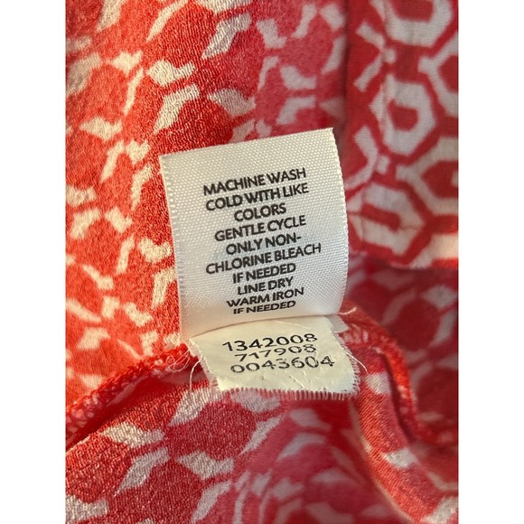 J Jill Red White Geometric Print Short Sleeve V Neck Top Women's Size Large - Picture 6 of 6